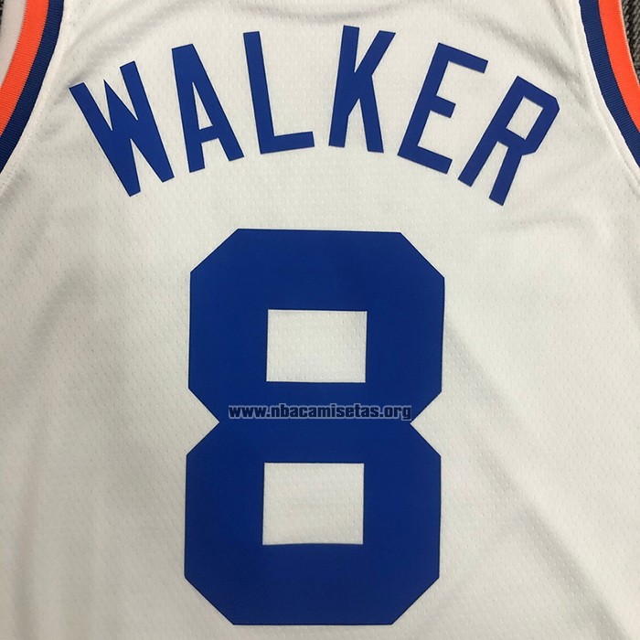 Camiseta New York Knicks Kemba Walker NO 8 75th Anniversary Blanco